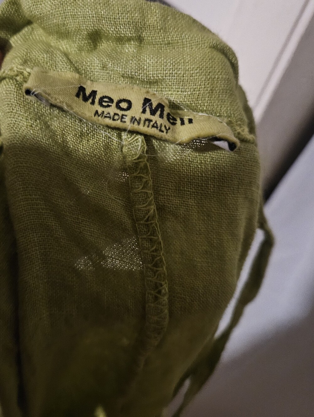 Meo Meli  Linen Olive Green Spaghetti-Strap Italian Linen Jumpsuit Small? - Picture 2 of 3